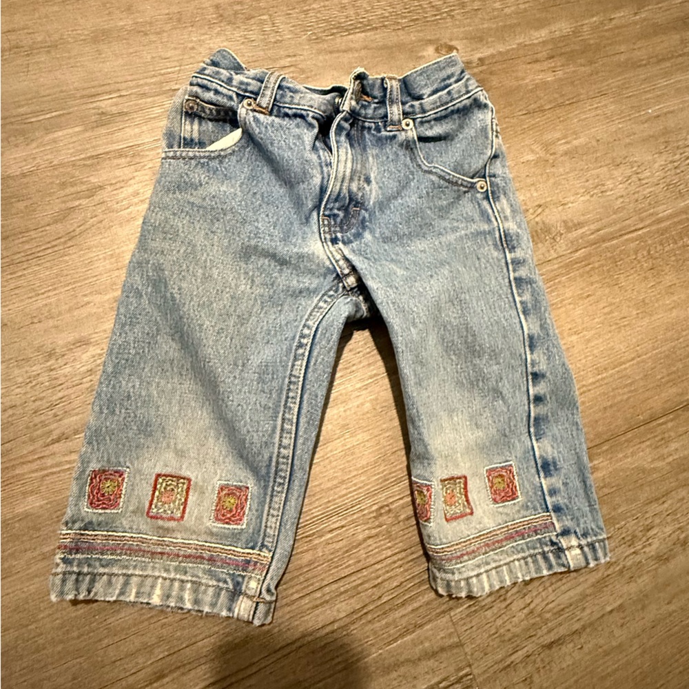 Vintage 90s Jordache Girls Embroidered Hem Jeans - Size 4